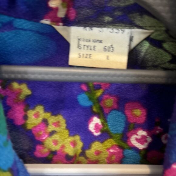 Vintage 60s Barkcloth Hawaiian Honeymoon Set Maxi Dress & Men's Shirt Purple L M - Picture 4 of 10